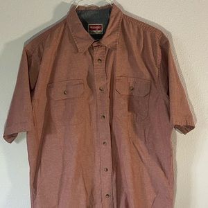 Mens Wrangler Premium Large Red Button Down